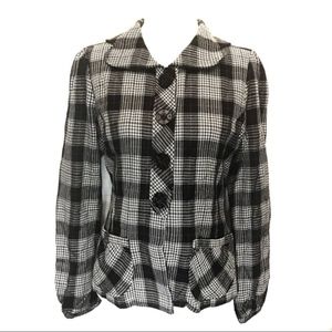 💎 Thread houndstooth plaid pockets blazer jacket